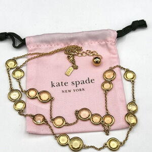 Kate Spade Necklace CRYSTAL CONFETTI 32 in Open Bezel Set Faux Citrines w Pouch
